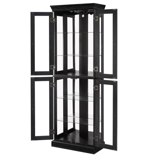 Alt View 8. LUCKY ONE - Freestanding Lighted Glass Curio Display Cabinet with Adjustable Shelves for Wine Toys Collectibles - Black.