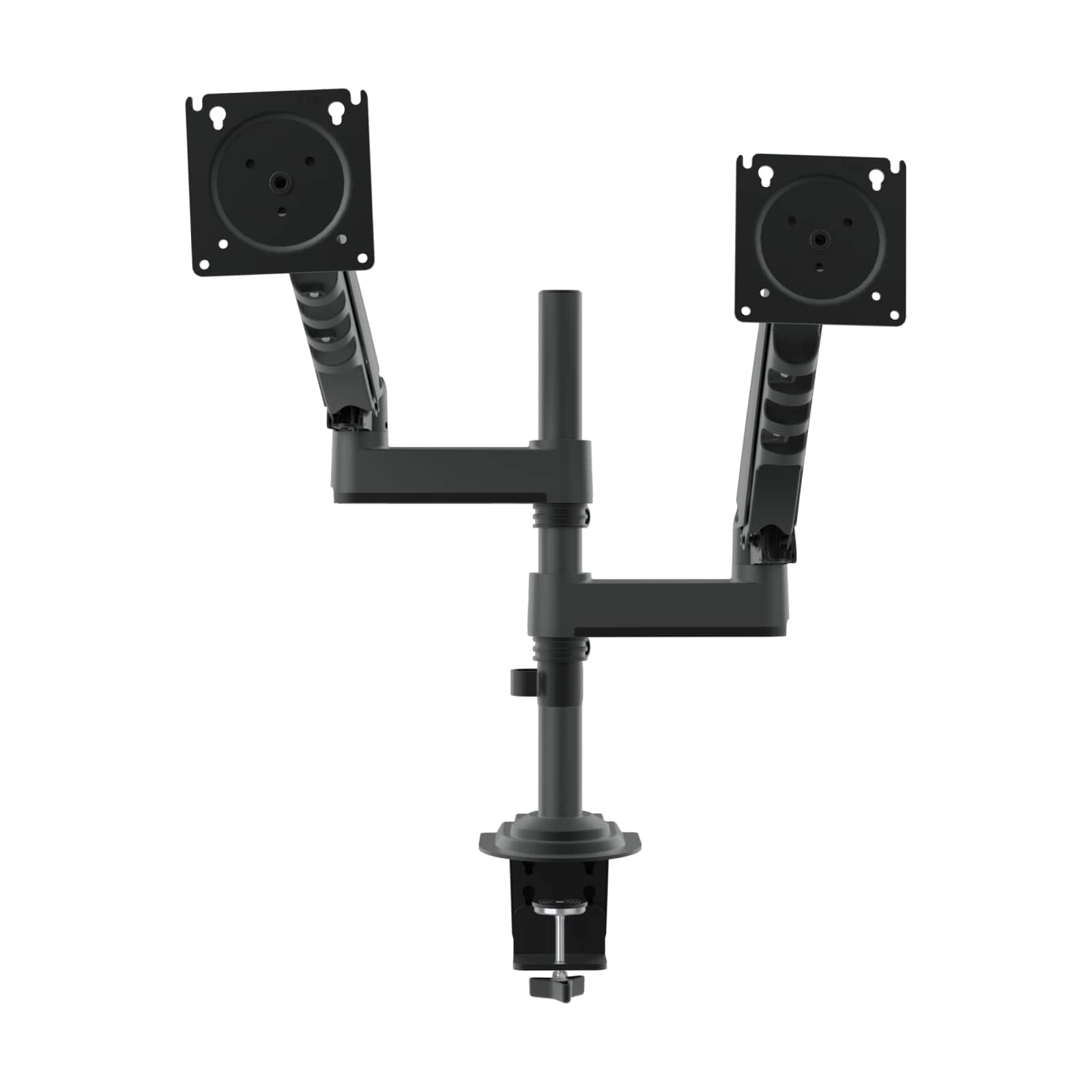 HUANUO - Dual Monitor Desk Mount with Gas Spring Arms and Height Adjustable Column - Black - Front_Zoom