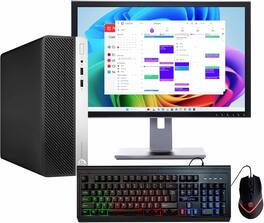 HP - Refurbished Excellent - ProDesk 600G4 Desktop Computer-Hexa Intel i5-16GB DDR4 RAM-250GB NVMe+500GB SS-22"LCD-Keyboard & Mouse-Win 11 Pro - Black