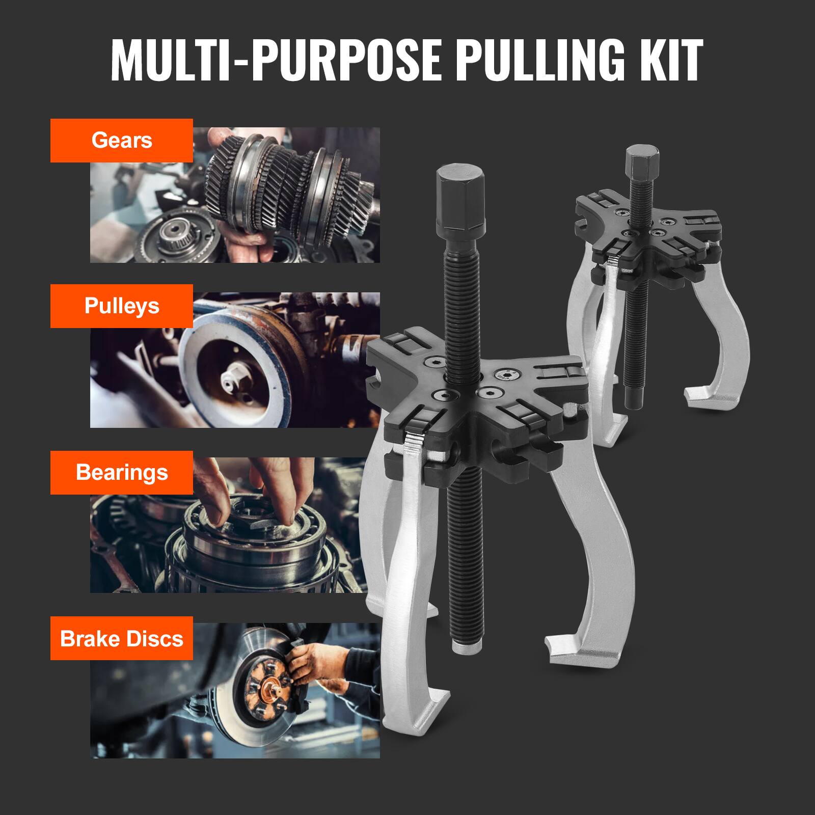 MULTI-PURPOSE PULLING KIT

- Gears
- Pulleys
- Bearings
- Brake Discs