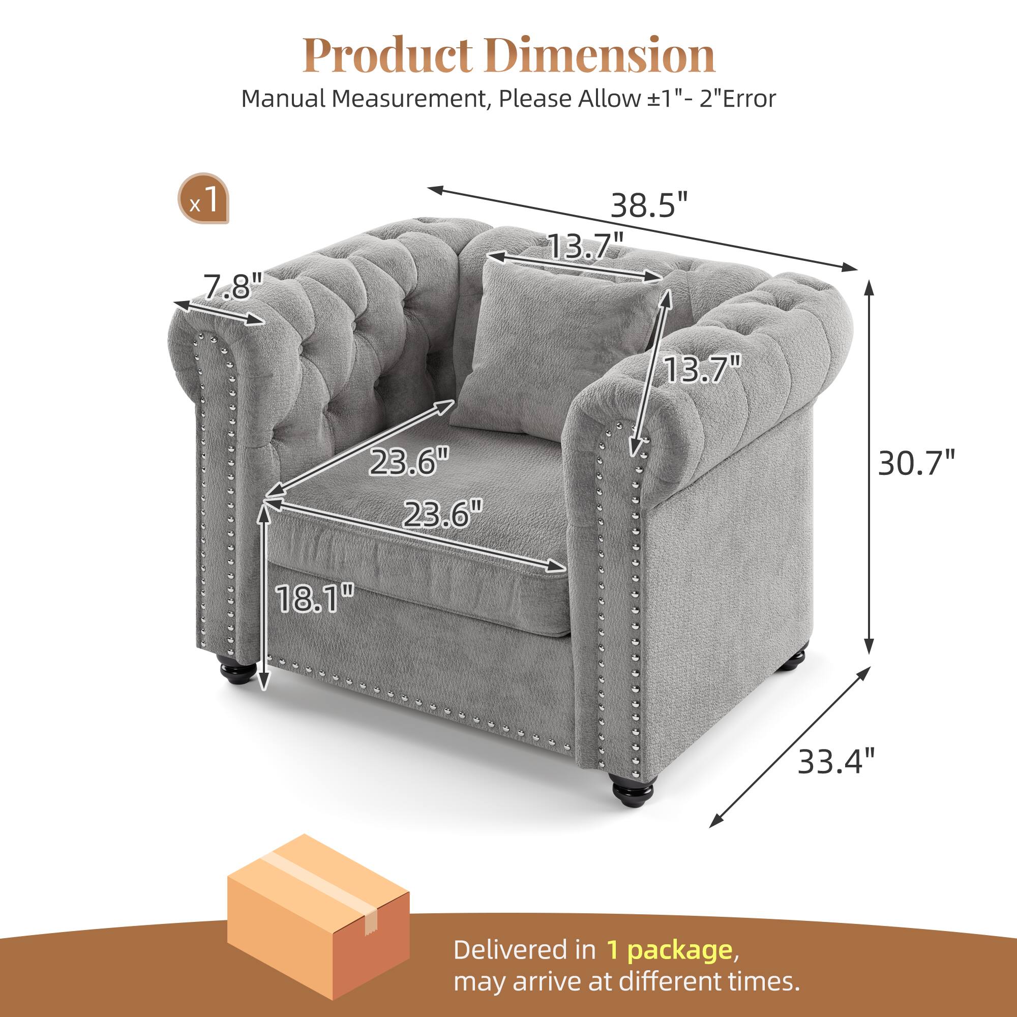 Product Dimension Manual Measurement, Please Allow 1"- 2" Error

x1 7.8"
38.5" 13.7"
13.7"
23.6" 23.6"
30.7"
18.1"
33.4"

Delivered in 1 package, may arrive at different times.