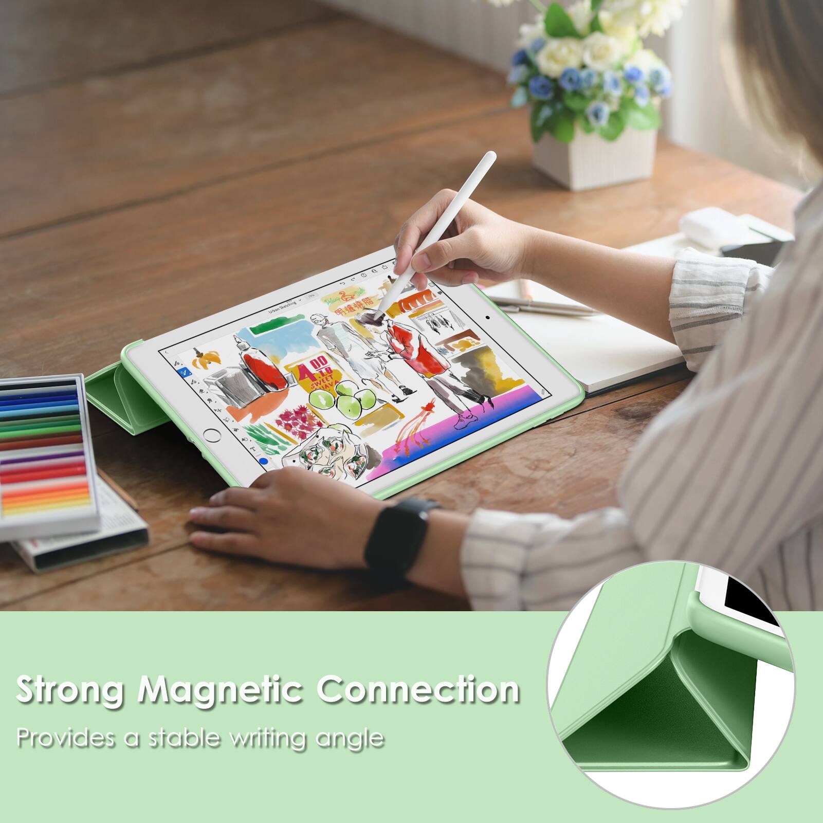 Strong Magnetic Connection  
Provides a stable writing angle