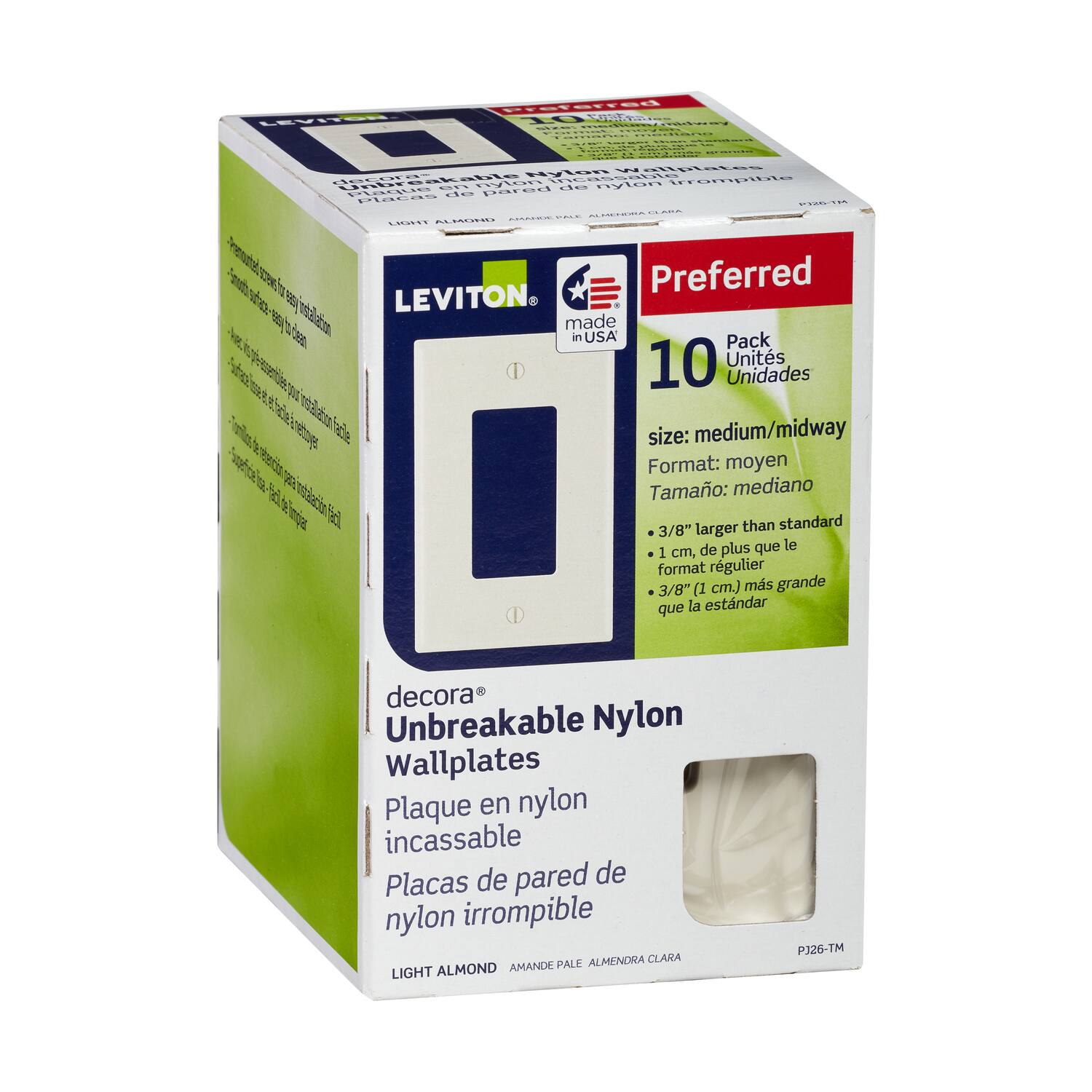 Leviton - Decora 1 gang Thermoplastic Nylon Decorator Wall Plate 10 pk - Almond price history on PriceWatchPro