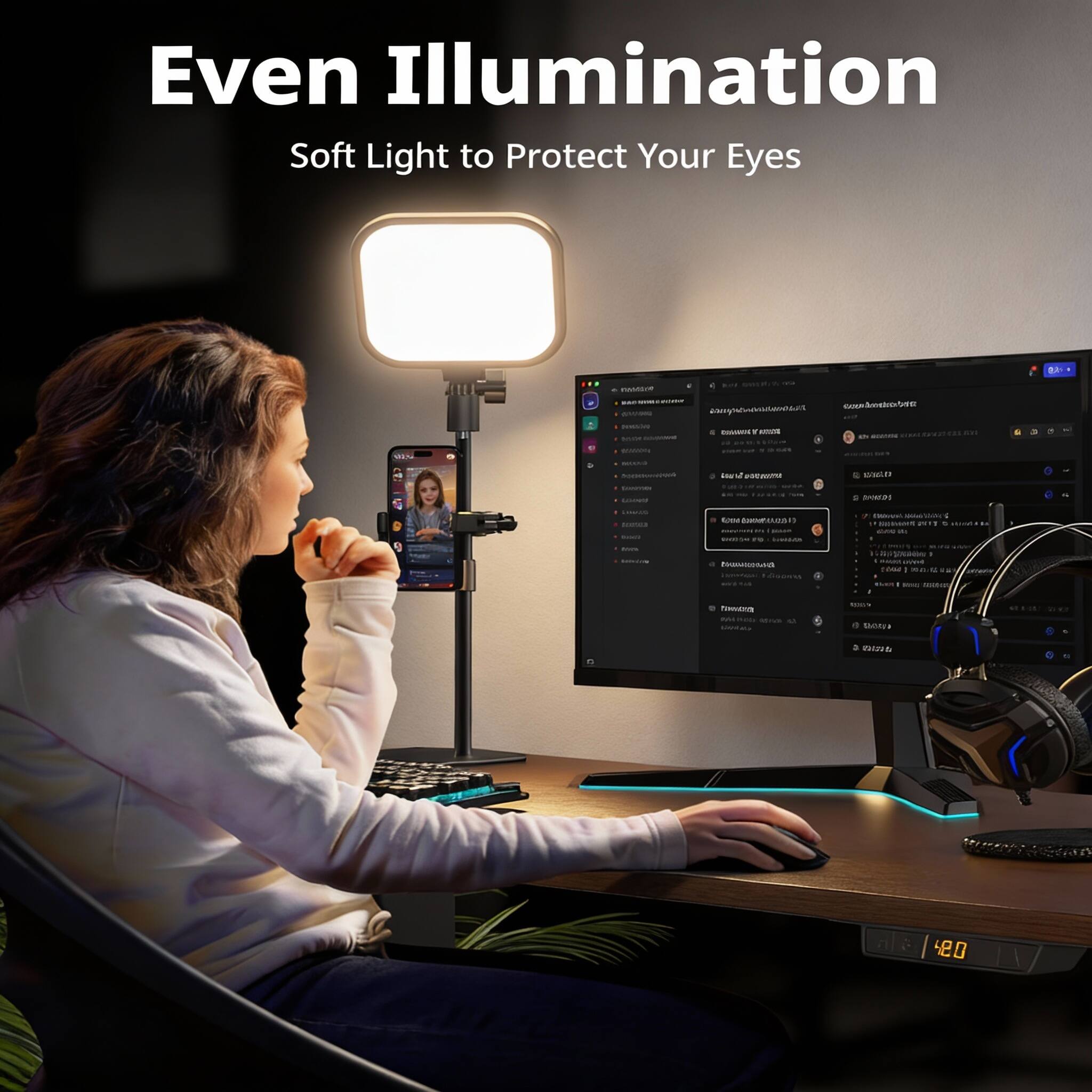 Even Illumination  
Soft Light to Protect Your Eyes