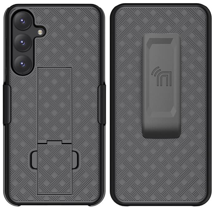 Alt View 2. Nakedcellphone - Combo for Samsung Galaxy S25 Plus Phone - Slim Case and Belt Clip Holster - Black.