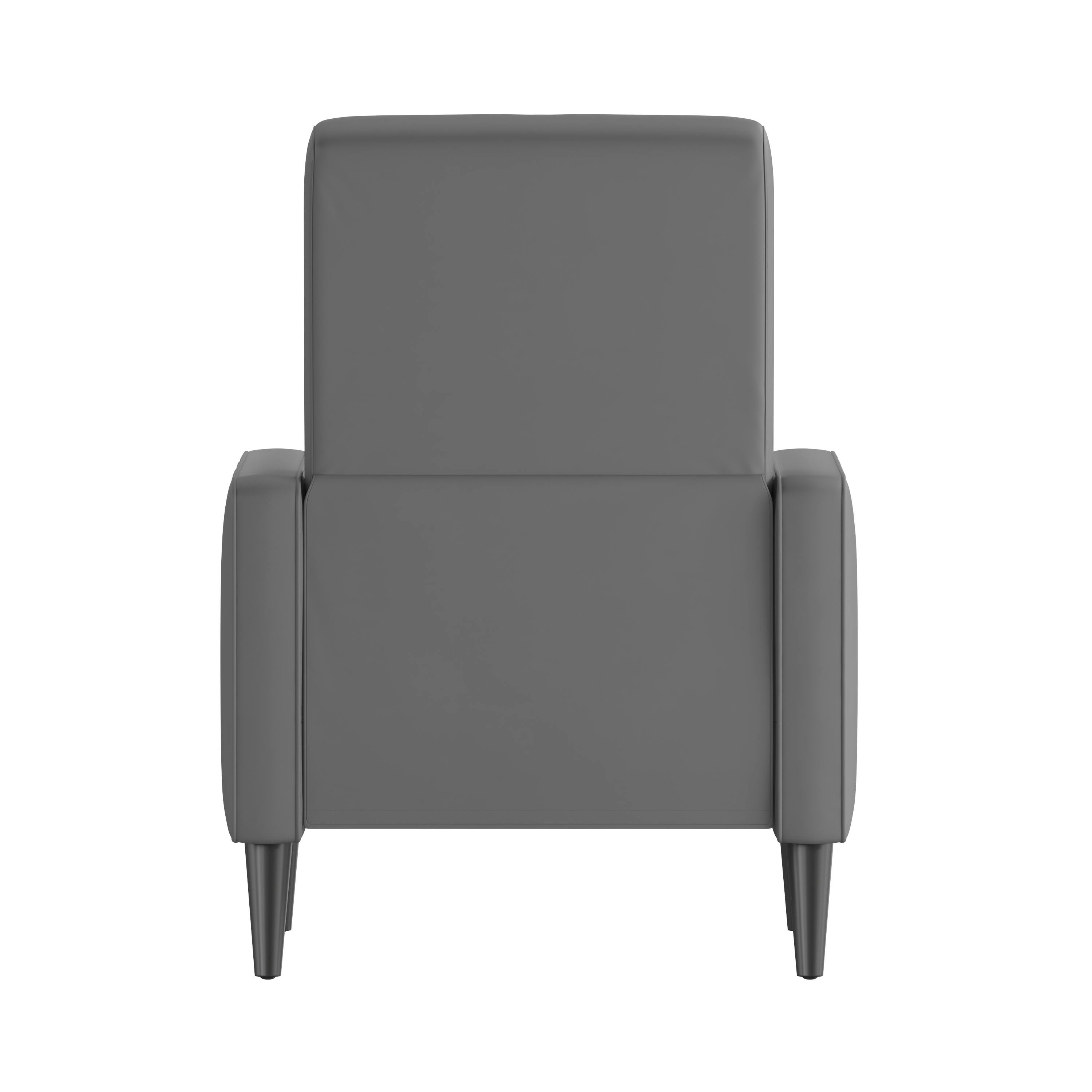 Back. Flash Furniture - Ezra Mid-Century Modern LeatherSoft Upholstered Button Tufted Pushback Recliner in Light Gray for Residential & Commerci - Gray.