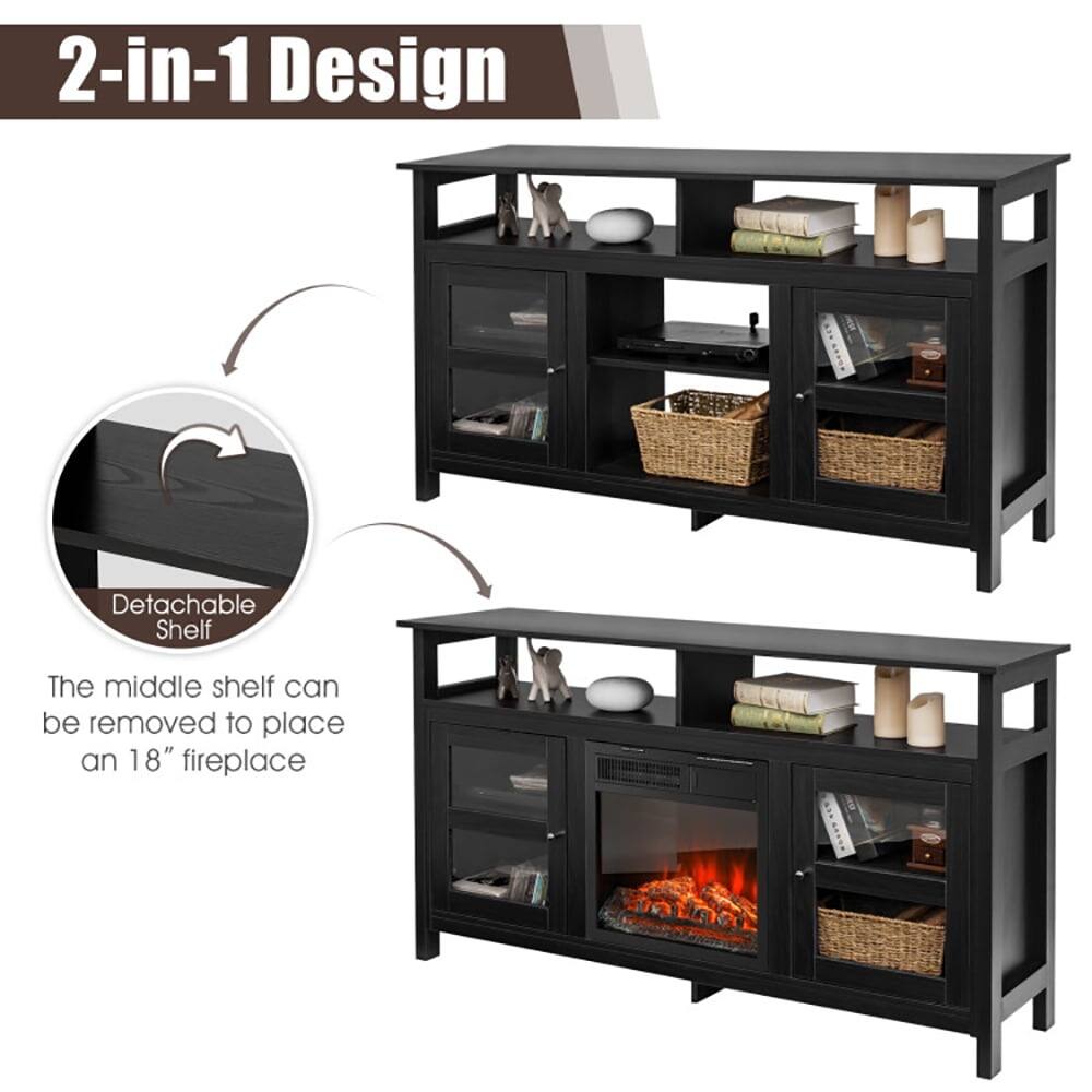 2-in-1 Design

Detachable Shelf

The middle shelf can be removed to place an 18" fireplace
