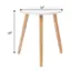 The text on the image reads "16" 19". This indicates that the table is 16 inches in diameter and 19 inches in height.