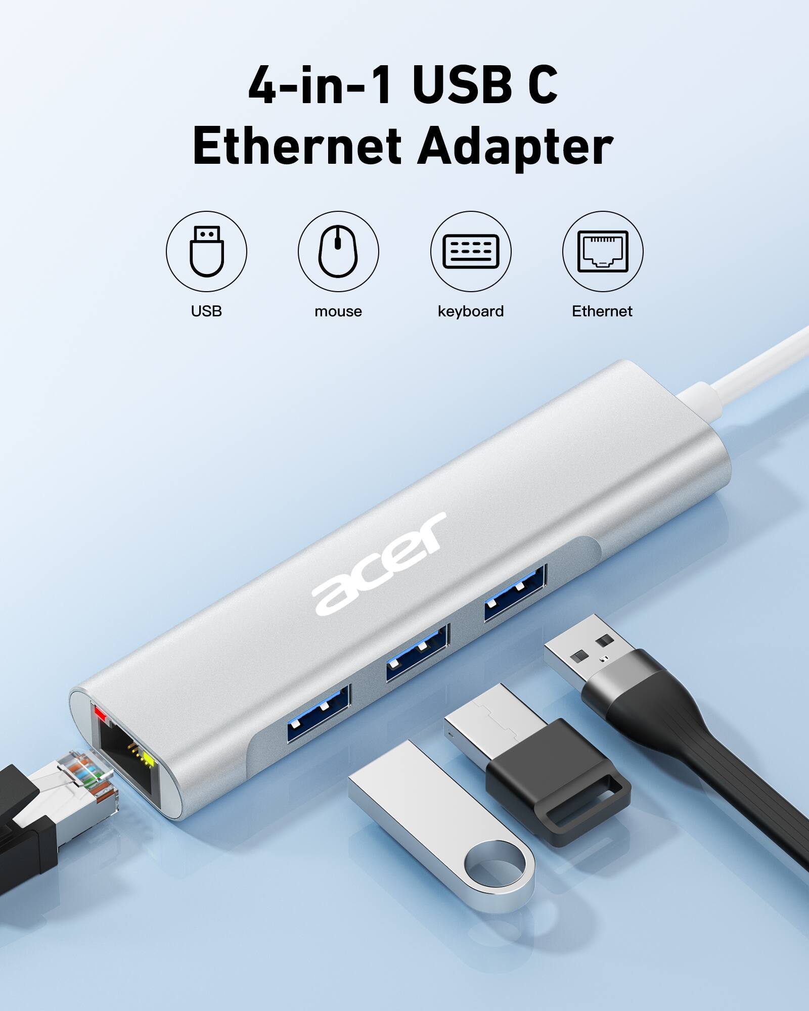 4-in-1 USB C Ethernet Adapter