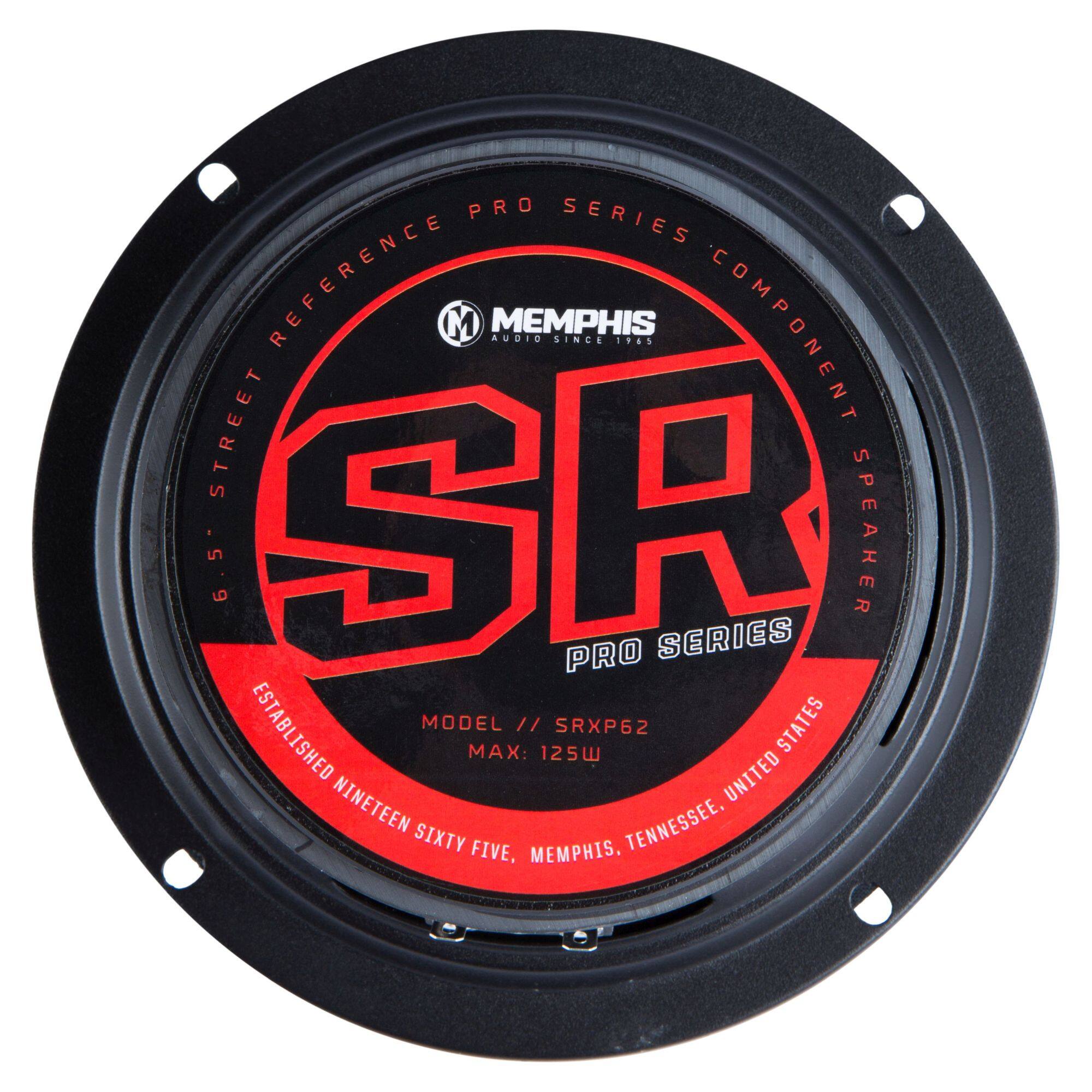 PRO SERIES REFERENCE PRO SERIES COMPONENT SPEAKER  
STREET 6.5  
ESTABLISHED NINETEEN SIXTY FIVE, MEMPHIS, TENNESSEE, UNITED STATES  
MODEL // SRXP62  
MAX: 125W