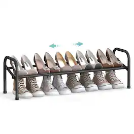 Songmics Home - Expandable Shoe Rack, 1 Tier Shoe Rack Shelf, Adjustable Shoe Organizer Storage for 10 Pairs of Shoes - Ink Black