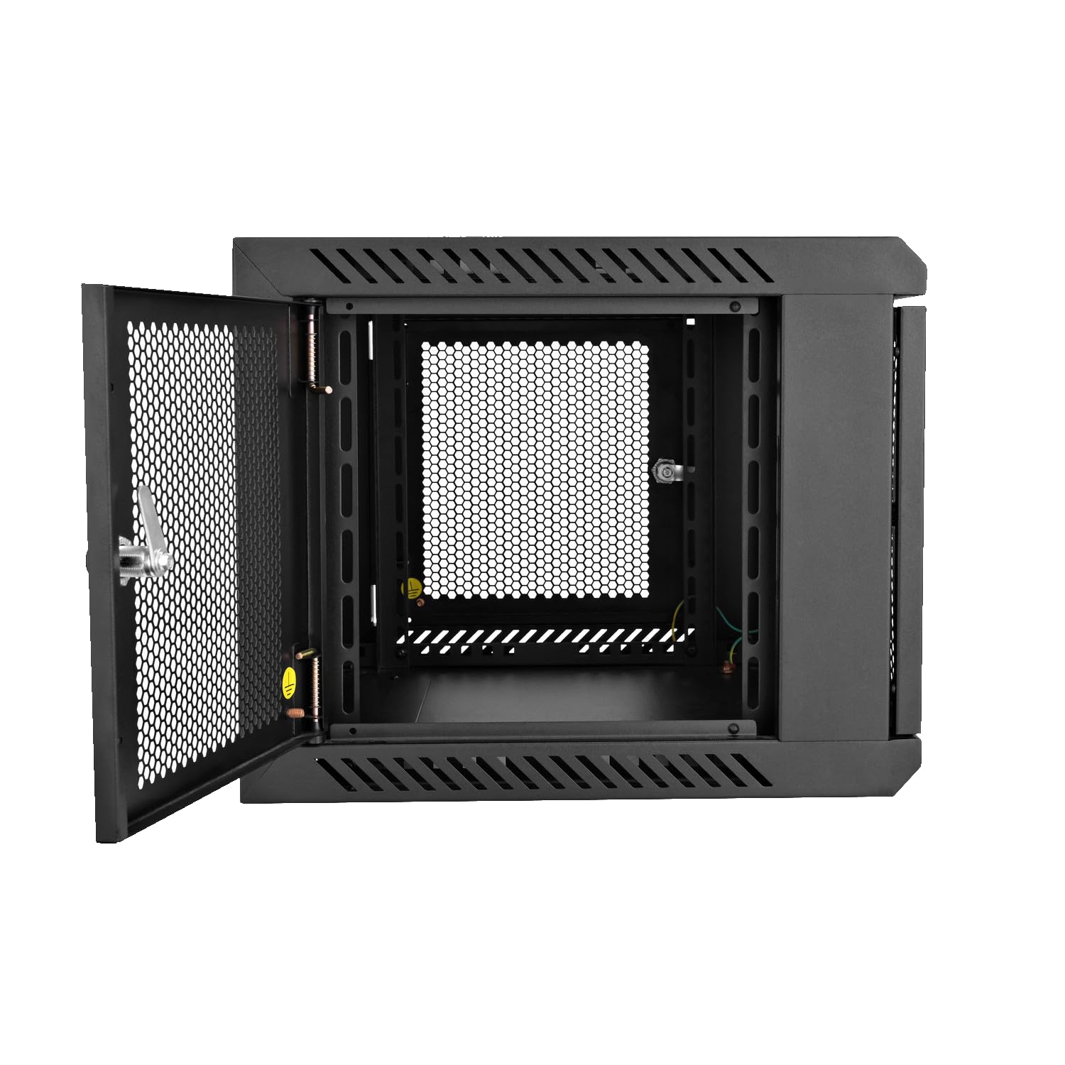 Alt View 3. V7 - RMWC6U-1N 6U Wall-Mount Rack Cabinet, Preassembled, Vented Door, Adjustable Rails, Cold-Rolled Steel, 5-Year Warranty - Black.