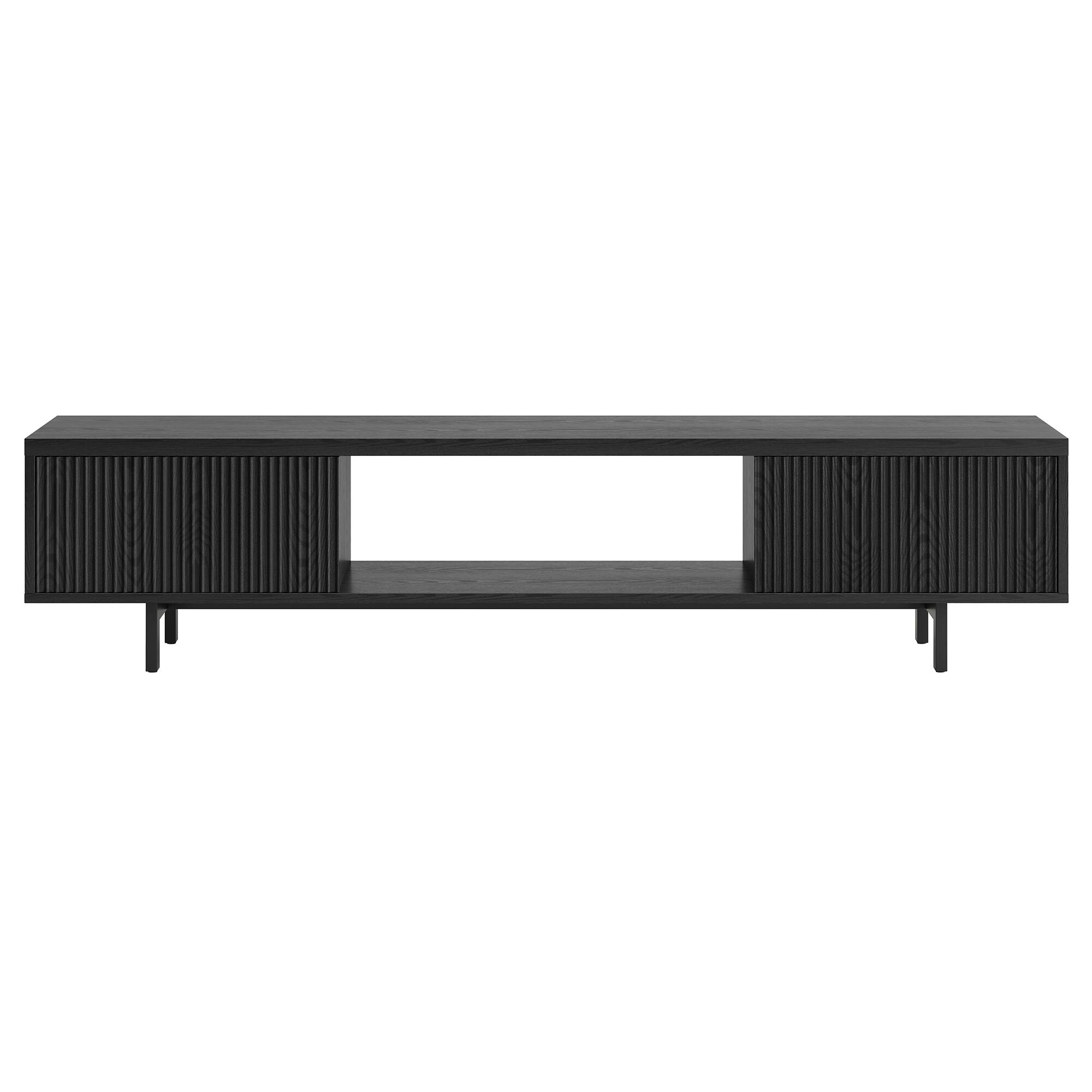 Angle. Hudson&Canal - Lucien Rectangular Fluted TV Stand for TV's up to 78" in Black Grain - Black Grain.