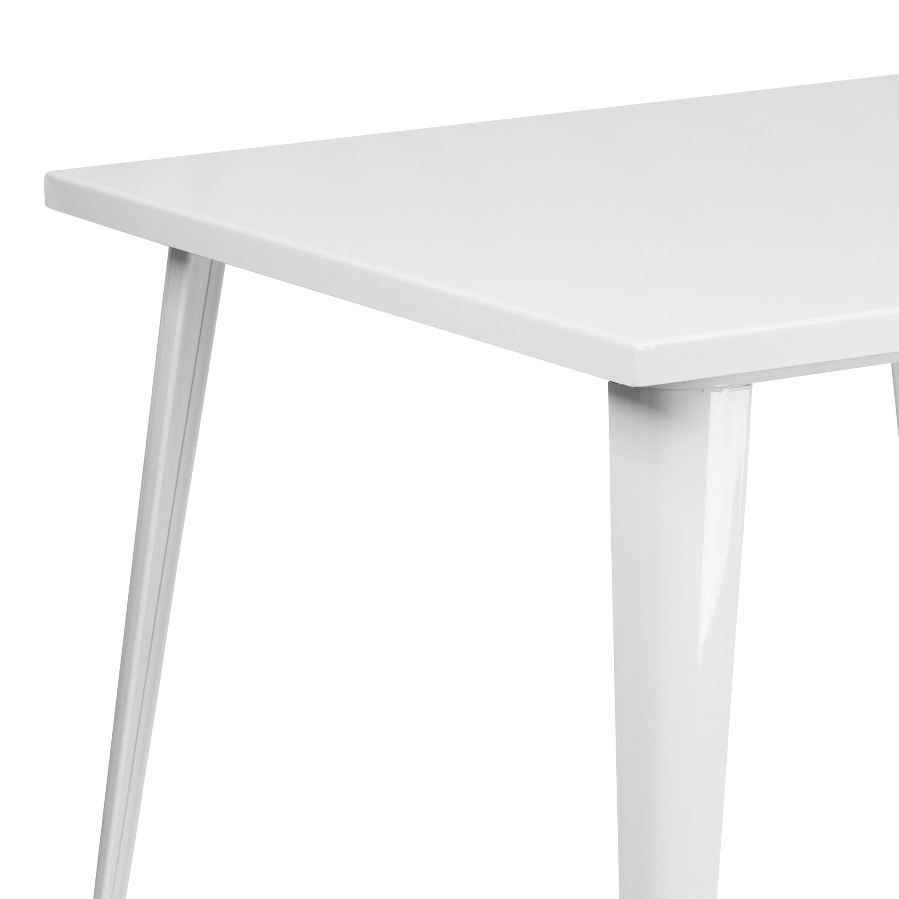 Alt View 5. Emma + Oliver - Commercial Grade 35.5" Square Colorful Metal Indoor-Outdoor Dining Table - White.