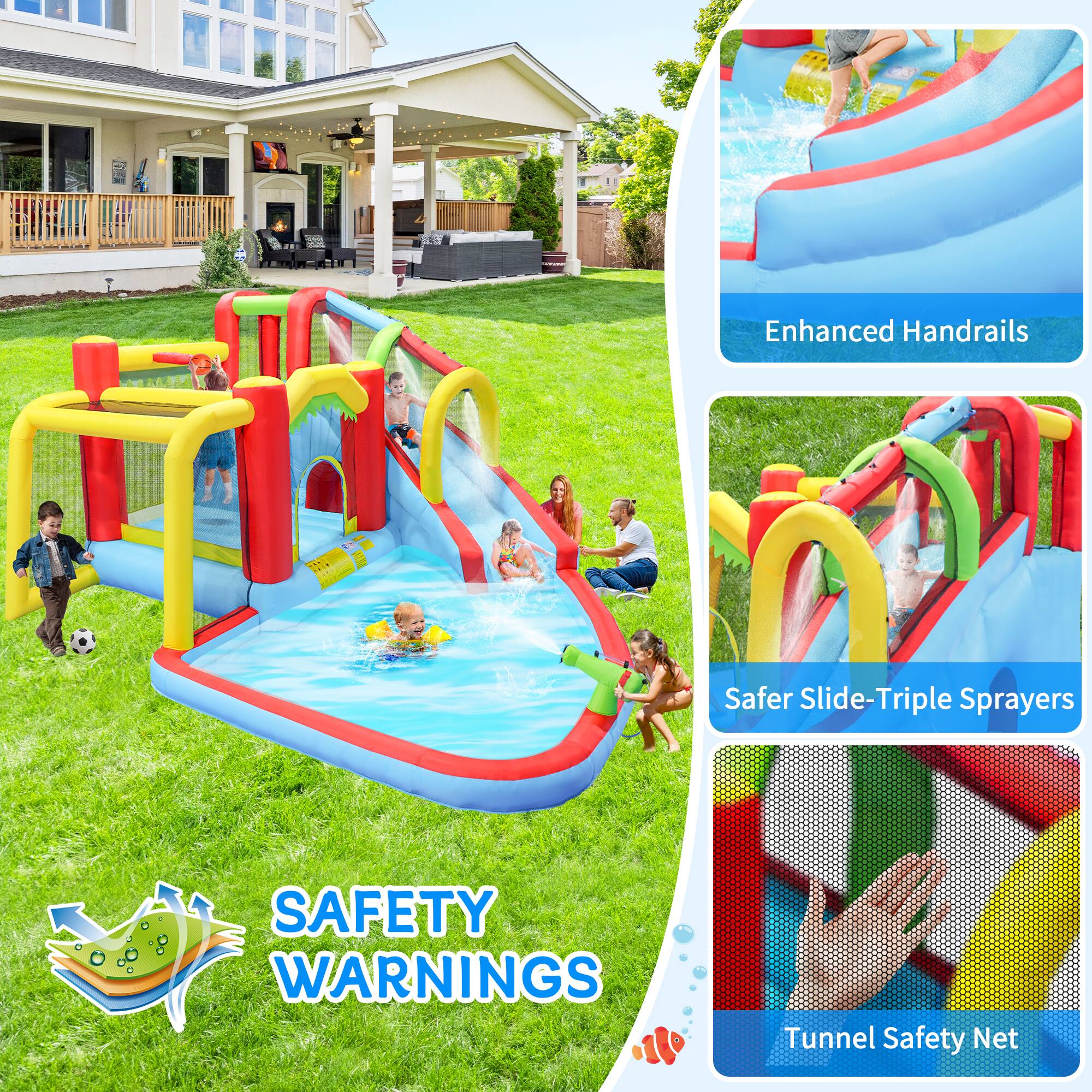 Enhanced Handrails  
Safer Slide-Triple Sprayers  
SAFETY WARNINGS  
Tunnel Safety Net