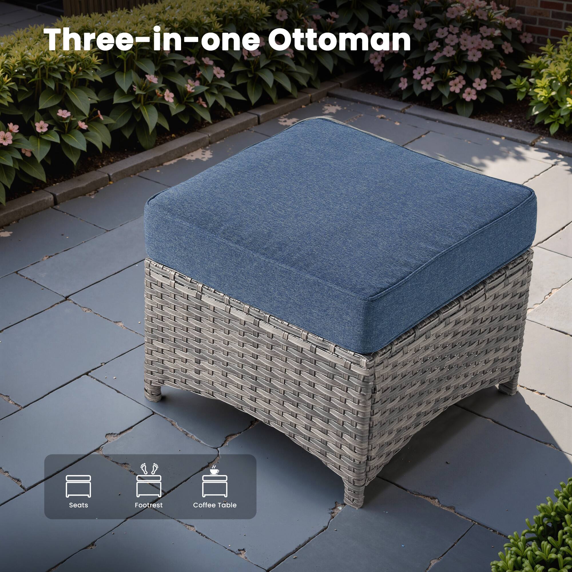 Three-in-one Ottoman

Seats
Footrest
Coffee Table