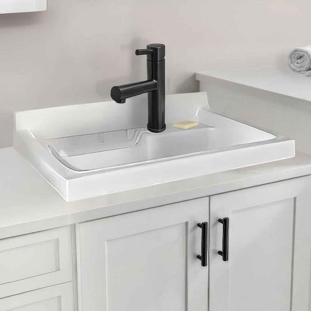 Back. Whitehaus - Vitreous China Single Bowl, Drop-in Sink - White.