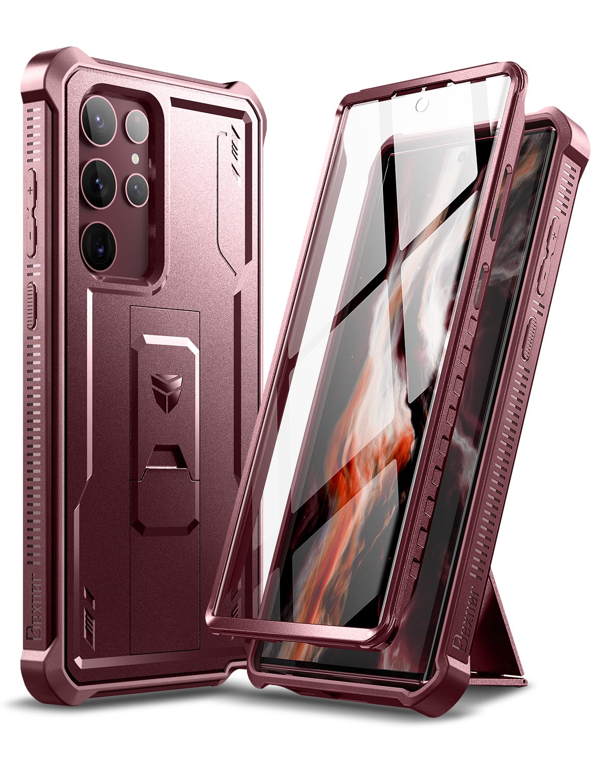 dexnor - for Galaxy S22 Ultra Case[Built in Screen Protector and Kickstand] Military Grade Protection - Maroon Red price history on PriceWatchPro