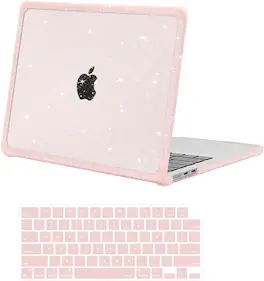 mosiso - For MacBook Air 13.6 inch M5 A3449 M4 A240 M3 A3113 M2 A2681 2026-2022, Glitter Plastic Hard Shell with TPU Bumper - Pink