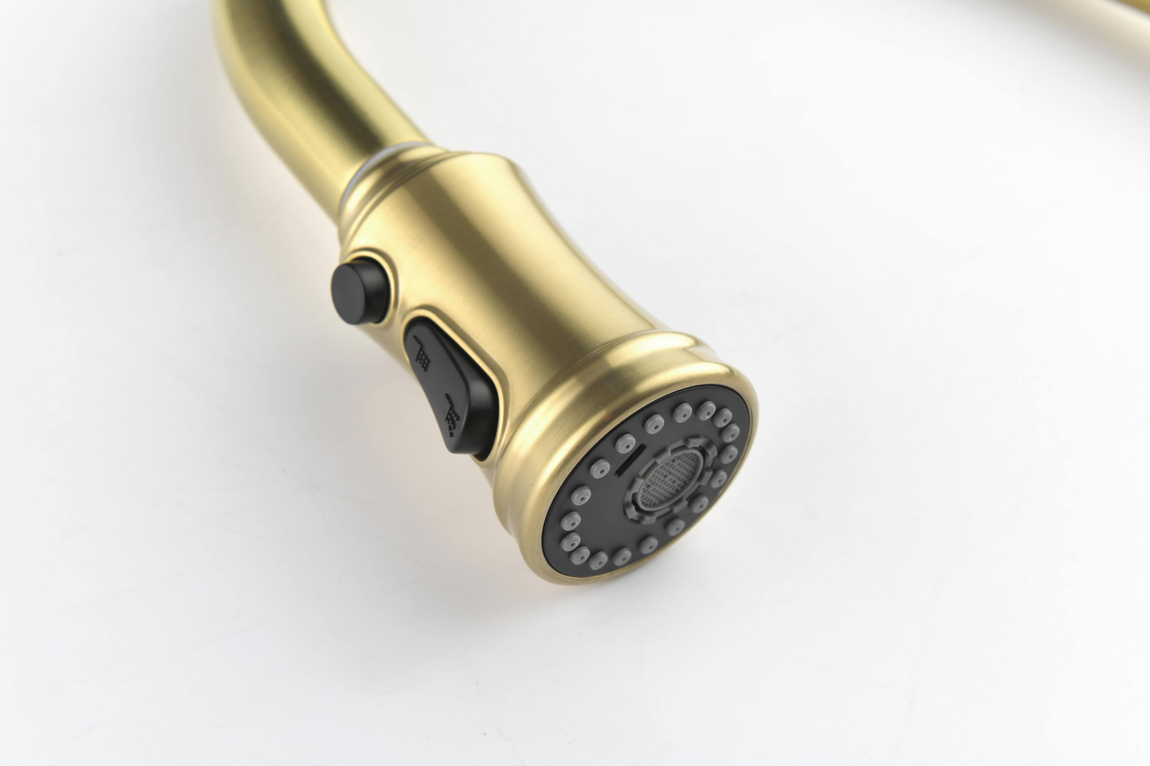 Alt View 8. Siljoy - Single Handle High Arc Pull Out Kitchen Faucet,Single Level Stainless Steel Kitchen Sink Faucets with Pull Down Sprayer - Brushed Gold.