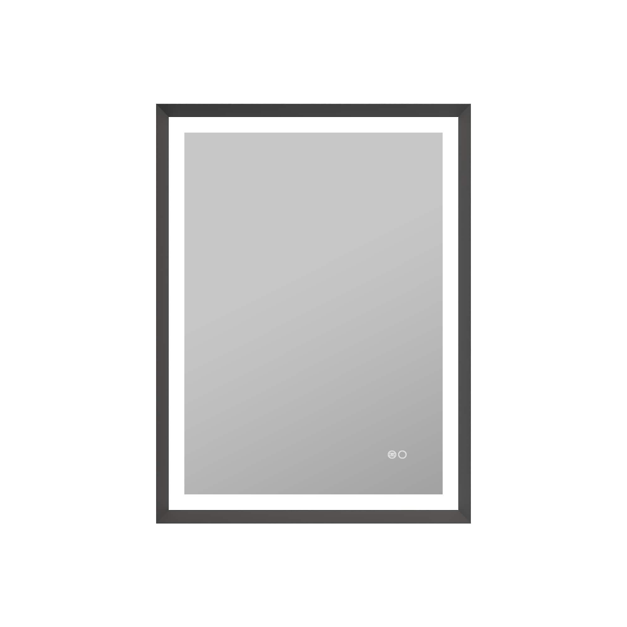 WELLFOR - 24 in W x 32 in. H Rectangular Single Aluminum Framed Anti-Fog LED Light Wall Bathroom Vanity Mirror - Matte Black