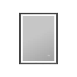WELLFOR - 24 in W x 32 in. H Rectangular Single Aluminum Framed Anti-Fog LED Light Wall Bathroom Vanity Mirror - Matte Black