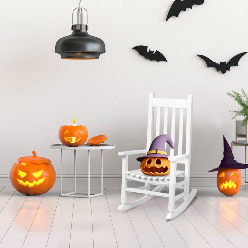 Alt View 8. Winado - Wooden Child's Rocking Chair, All Weather Wooden Rocking Chair with High Backrest, Patio Rocker for Garden Yard Balcony - White.