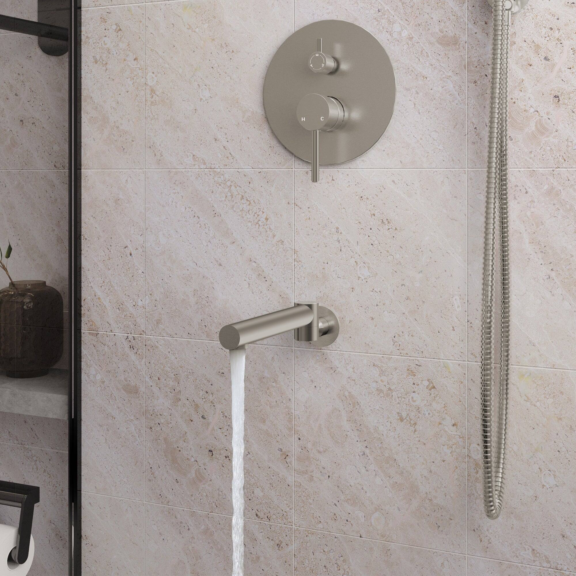 Alt View 7. Boyel Living - Wall Mount Single Handle 1-Spray Tub and Shower Faucet 1.8 GPM in Brushed Nickel Pressure Balance Valve Included - Brushed Nickel.