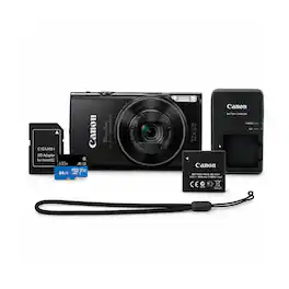 Canon - PowerShot ELPH 360 HS A Black Digital Camera Bundle with 64GB Memory Card