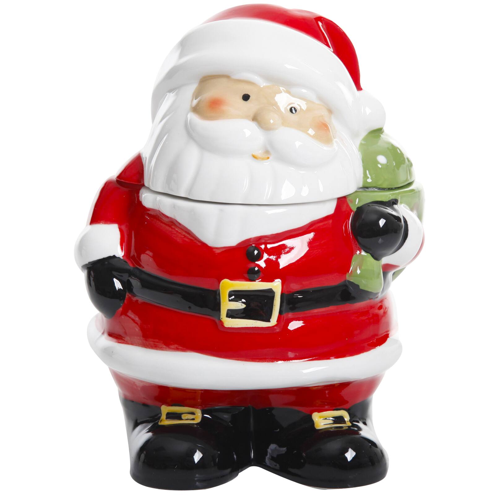 Front. Gibson - Jovial St. Nick 7.5 Inch Santa Holiday Cookie Jar - Multi.