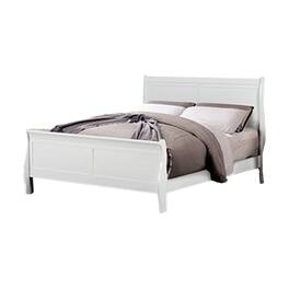 Manhattan Lane - Ryla Queen Size Bed, Sleek Modern Panel Headboard Design, White Solid Wood - White