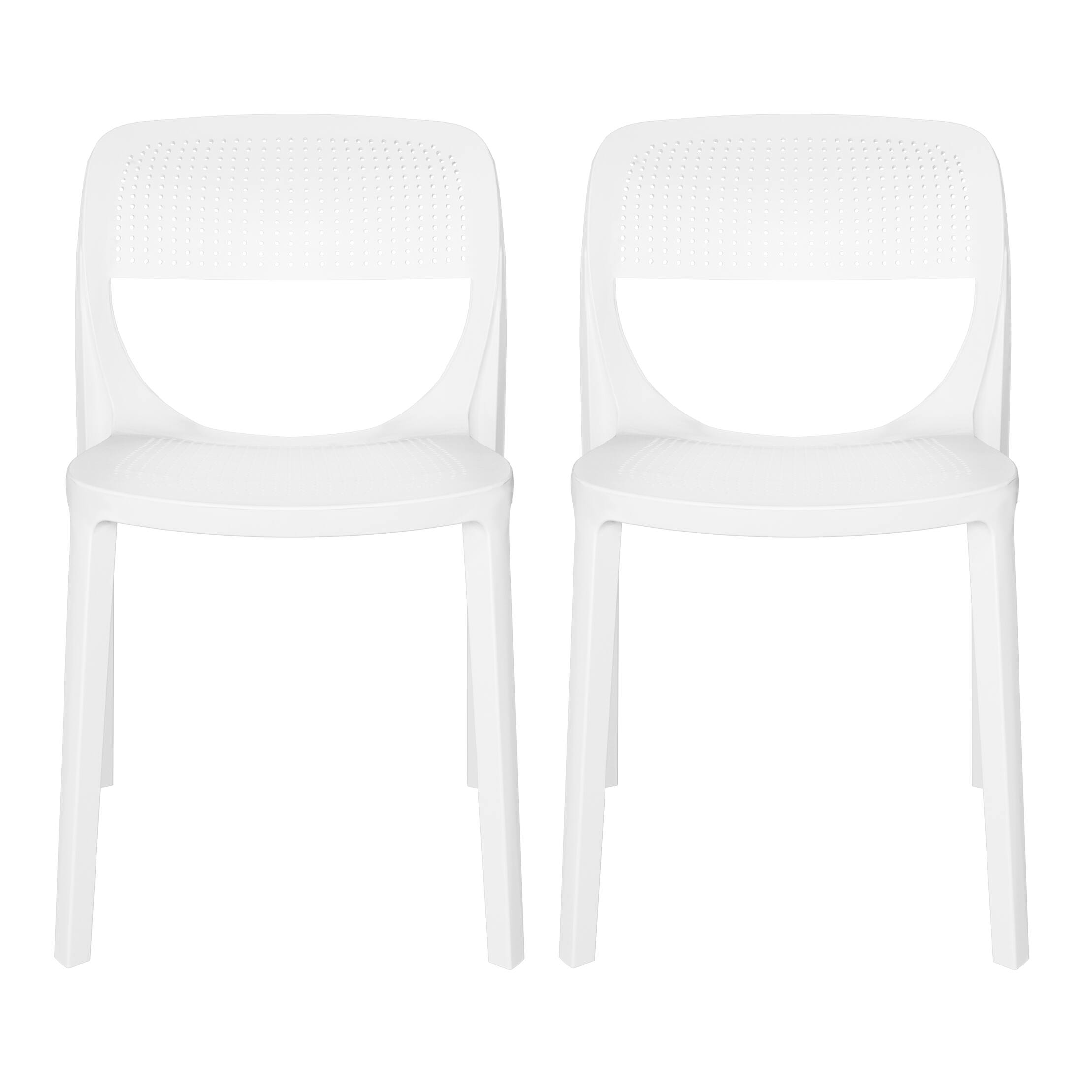Front. WestinTrends - WestinTrends Playa Modern Stackable Plastic Resin Patio Dining Side Chair (Set of 2) - White.