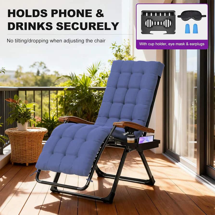 PURPLE LEAF Widened Patio Reclining Chair Zero Gravity Chaise