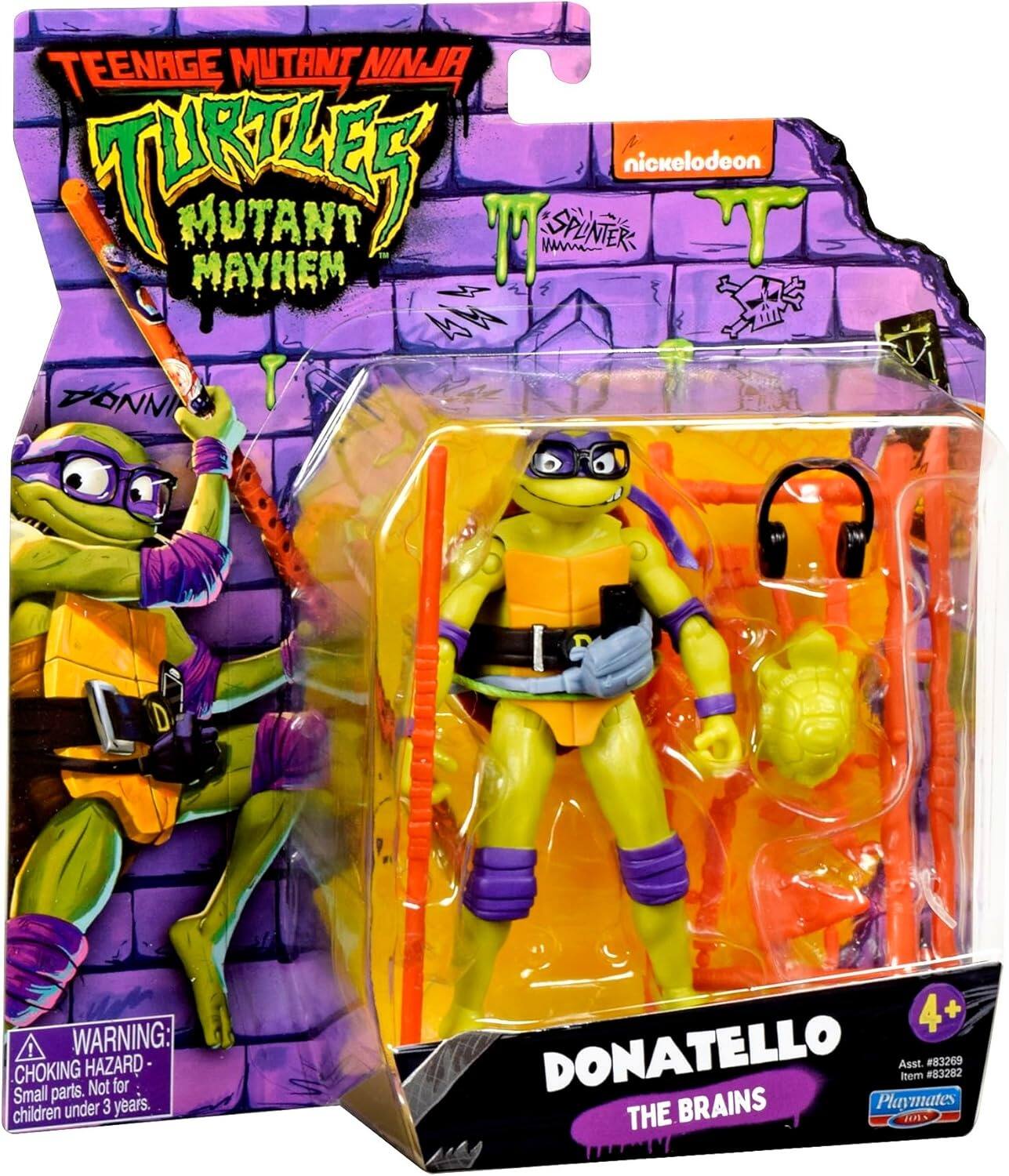 TEENAGE MUTANT NINJA TURTLES  
MUTANT MAYHEM  

nickelodeon  

WARNING: CHOKING HAZARD - Small parts. Not for children under 3 years.  

DONATELLO  
THE BRAINS  

4+  

Ass't #83269  
Item #83282  

Playmates