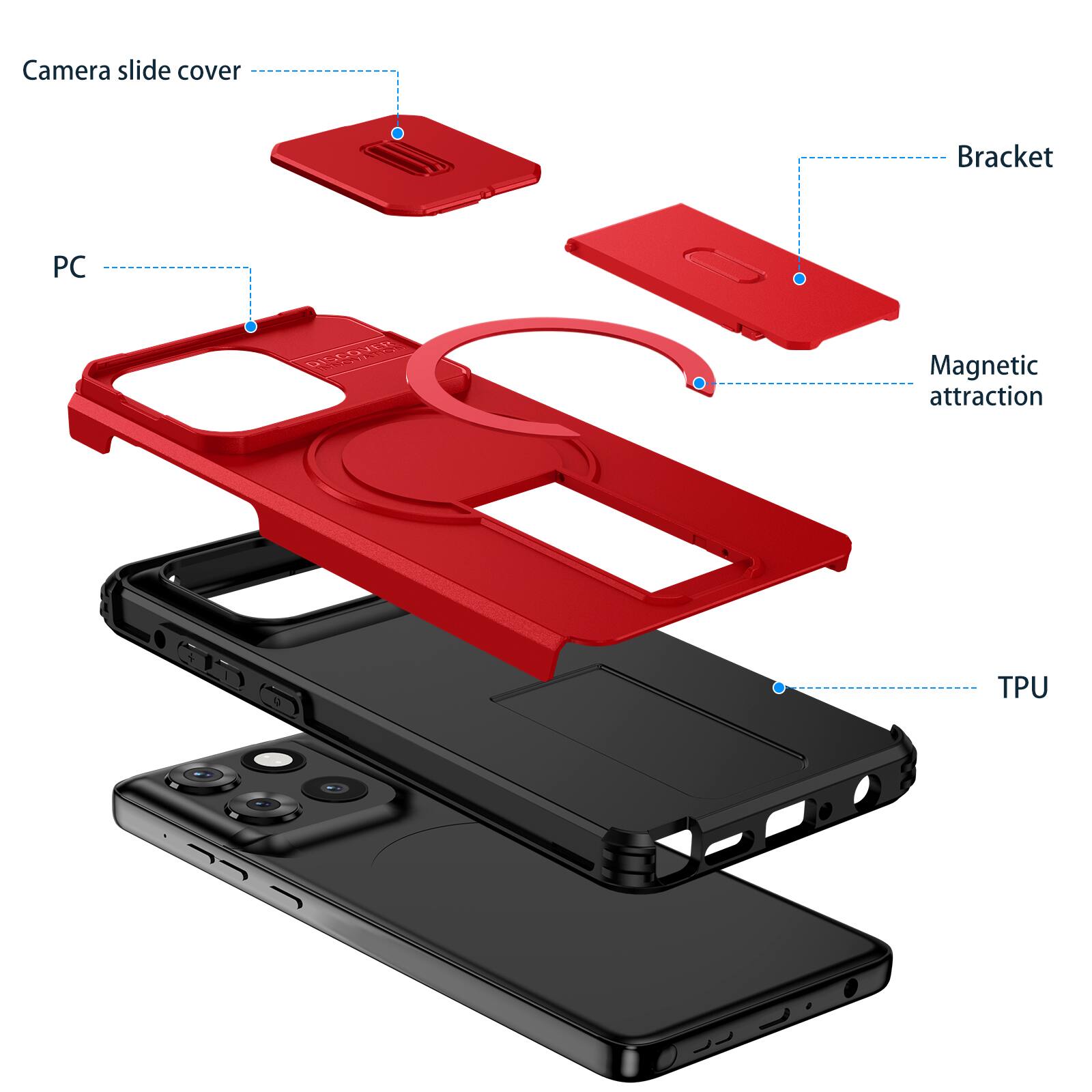 Camera slide cover  
Bracket  
PC  
Magnetic attraction  
TPU