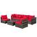 Angle. Costway - 7PCS Patio Rattan Furniture Set Sectional Sofa Garden Cushion - Red.