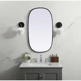 Elegant Decor - Metal Frame Oval Mirror 20x36 Inch - Black