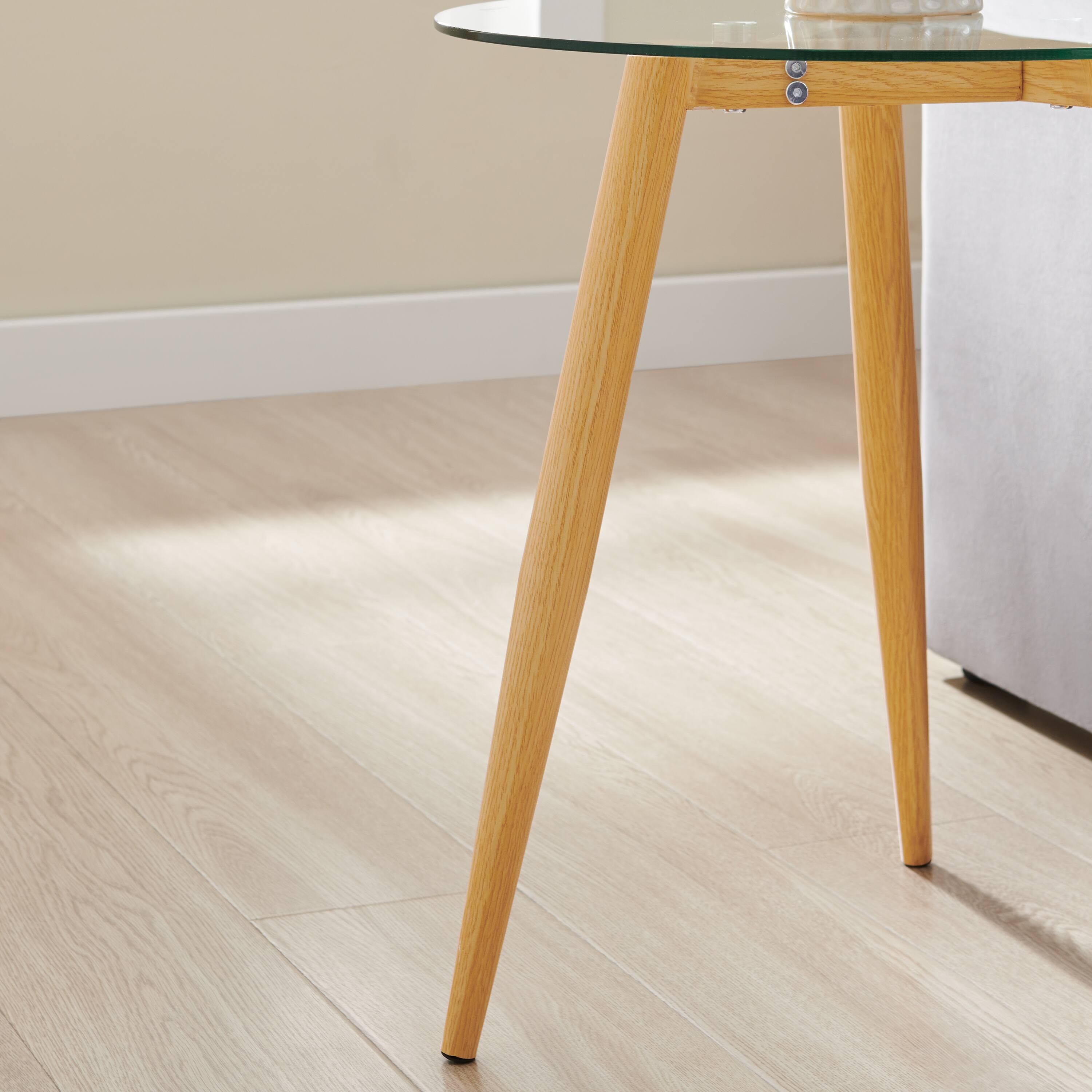 Alt View 6. Danya B - Van Beuren Side Table with Taper Legs and Clear Glass Tabletop - Beech - Beech, Clear.