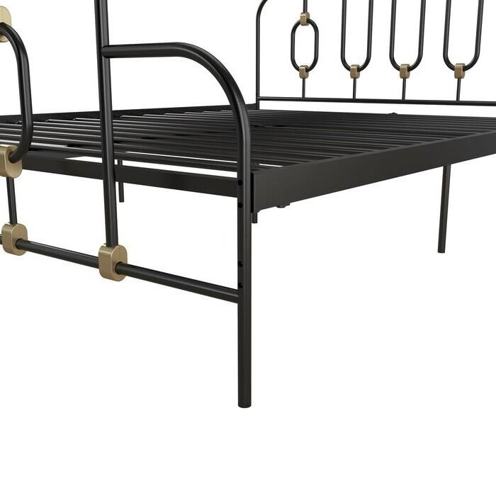 Back. Hivvago - Twin size Farmhouse Adjustable Height Platform Bed in Black Gold Metal Finish - Black.
