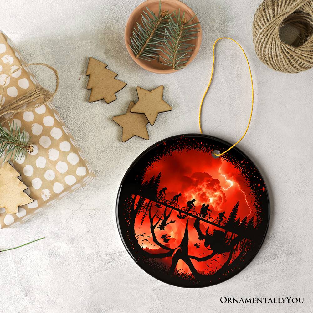 Back. OrnamentallyYou - Welcome to the Upside Down Ornament, Vintage Horror Halloween Gift - Multi-colored.