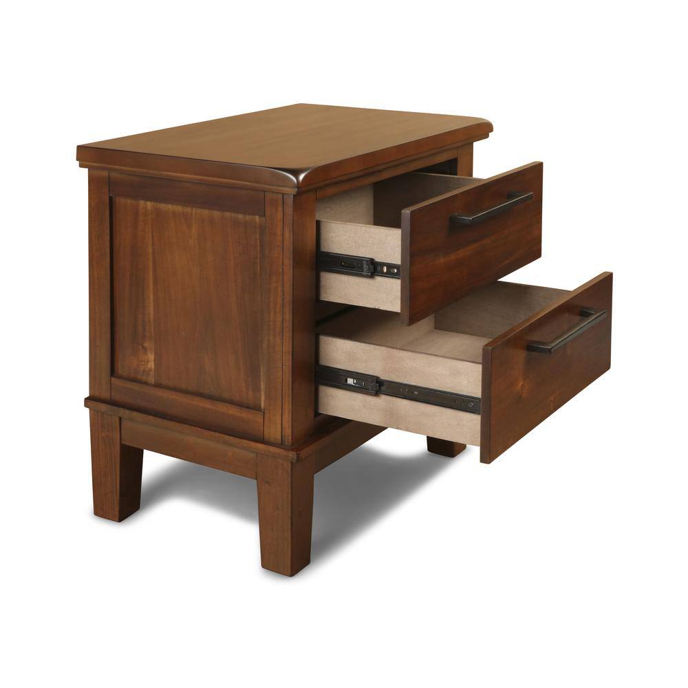 Back. New Classic Furniture - Furniture Cagney Solid Wood 2-Drawer Nightstand in Chestnut Brown - Brown.