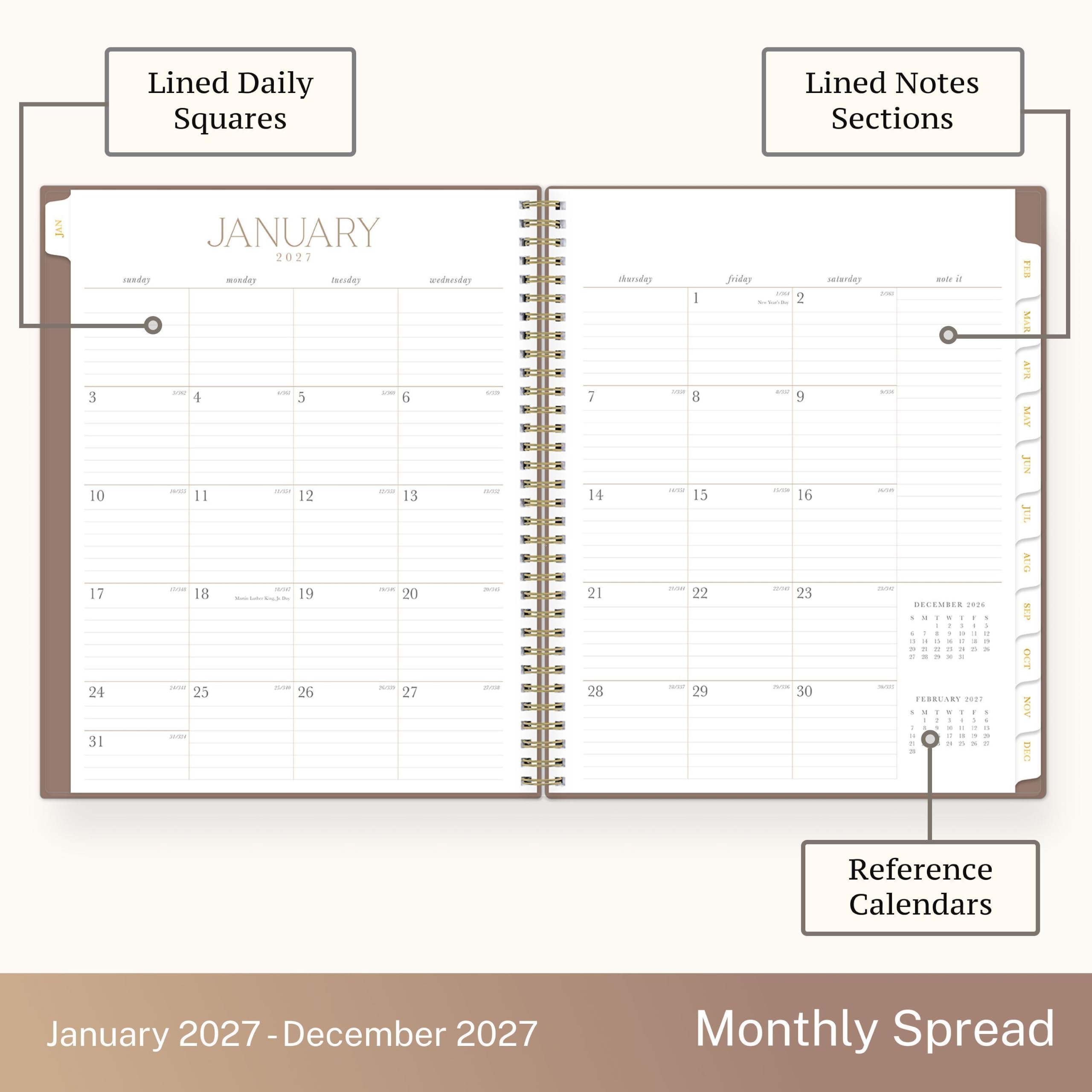 Lined Daily Squares  
Lined Notes Sections  
JAN  
3 10 17 24 31  
JANUARY 2027  
sunday monday tuesday wednesday  
1/00 100 200 use 4 5 6 JAKES 15:00 - and II 12 13 (5/08 and son 2006 18 lote r 19 20 16/02 2008 20/29 son 25 26 27 32524  
thursday I agep 7 8 with 14 15 save 21 22 wer 28 29  
friday saturday note it 55M you Am Sodium 2 any vot 9 no ause 16 use www. 23  
DECEMBER 2026 / x 1 1 1 : 1 1 i 1 a I C 0 x & 6 C i 3 > 2. = A " 5 , R 26/