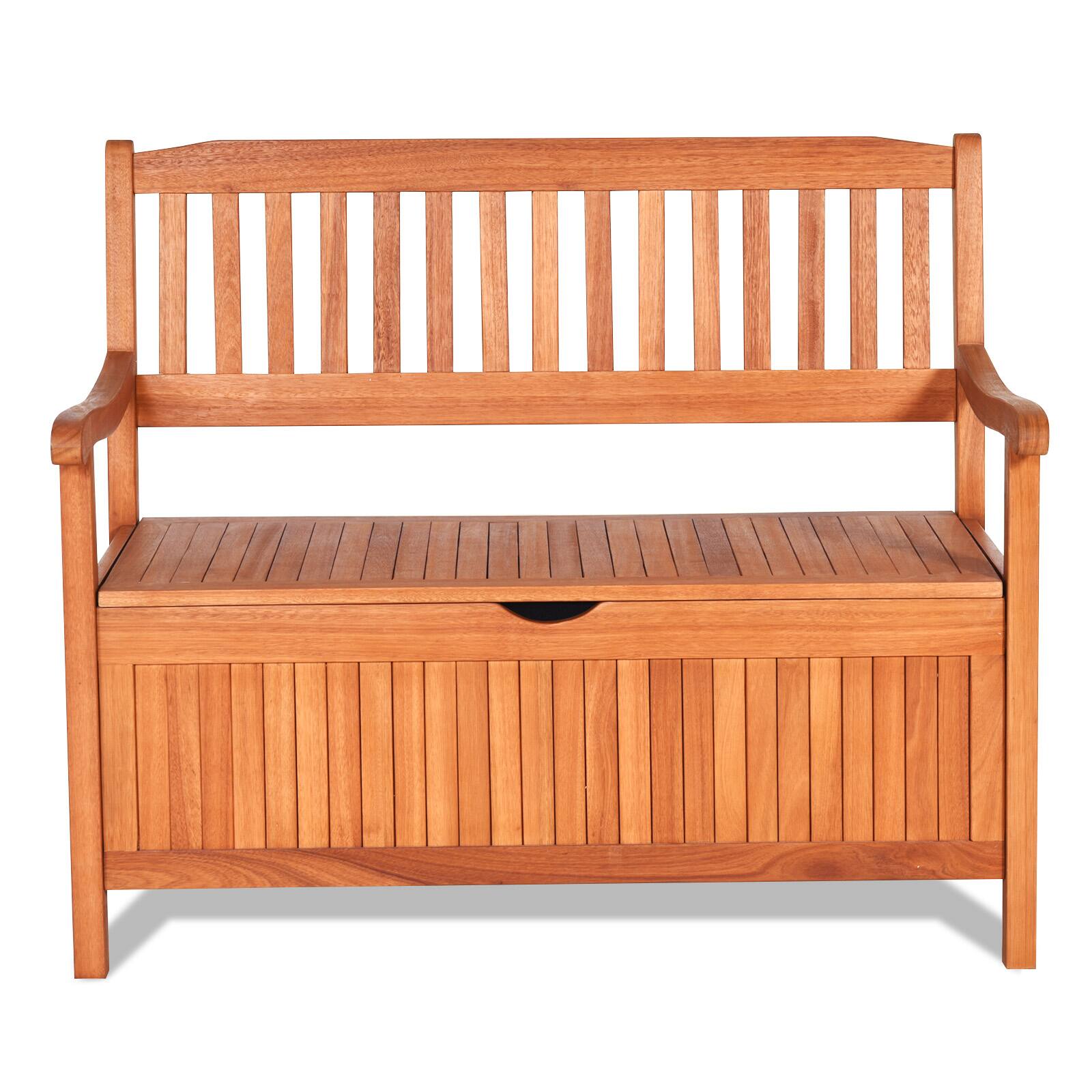Alt View 4. SlickBlue - 33-Gallon Wooden Storage Bench with Liner for Patio, Garden, or Porch - Natural.
