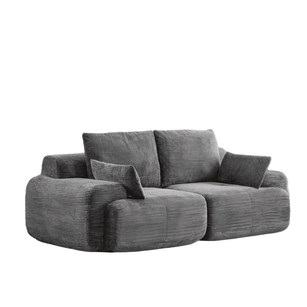 Alt View 7. Kadyn - Modern Memory Foam Compressed Sofa, 2-Seater Pet-Friendly Sectional Couches, Corduroy Fabric, Gray - Gray.