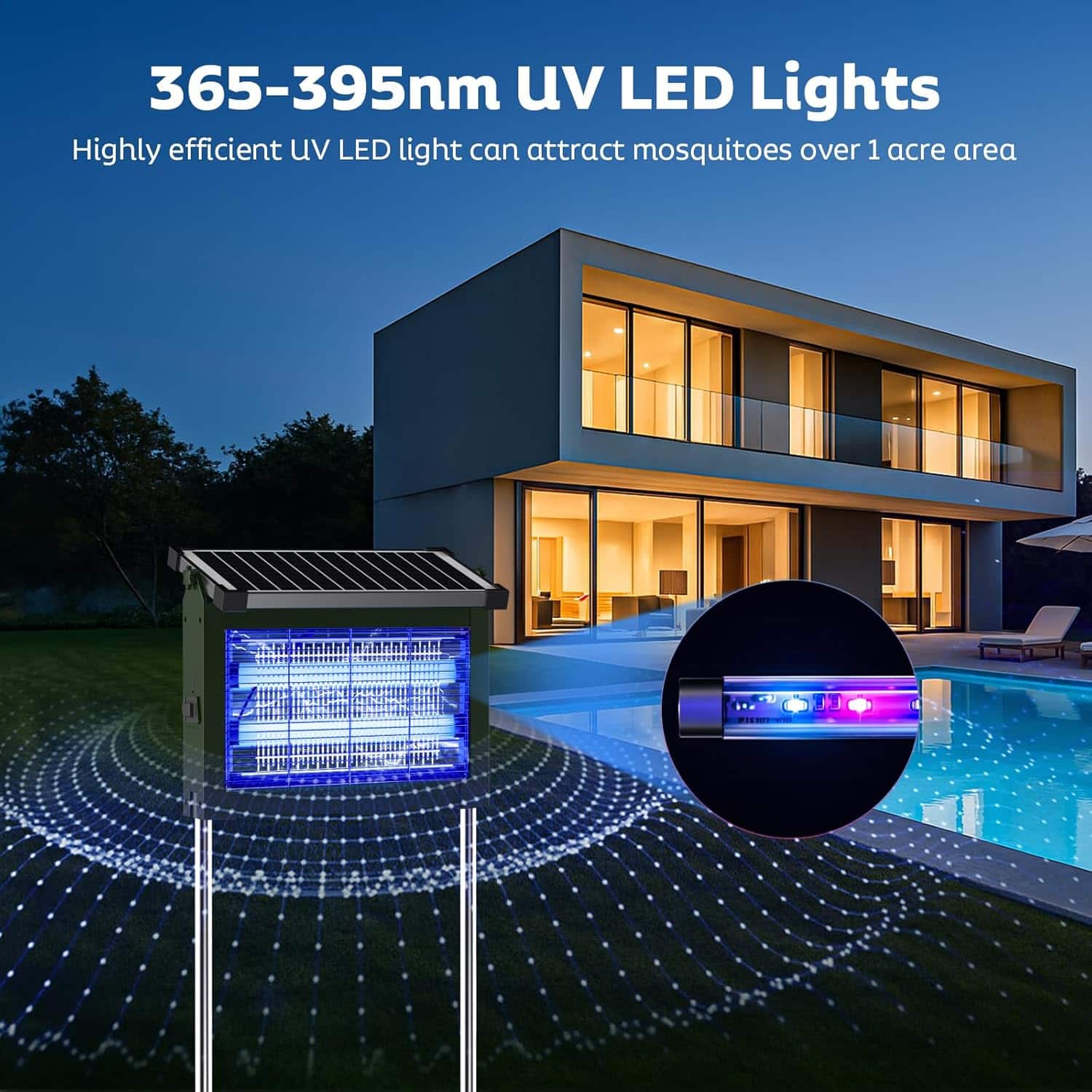 Bug Zapper- Waterproof, Cordless Fly Trap for Backyard, Patio, Garden & Camping