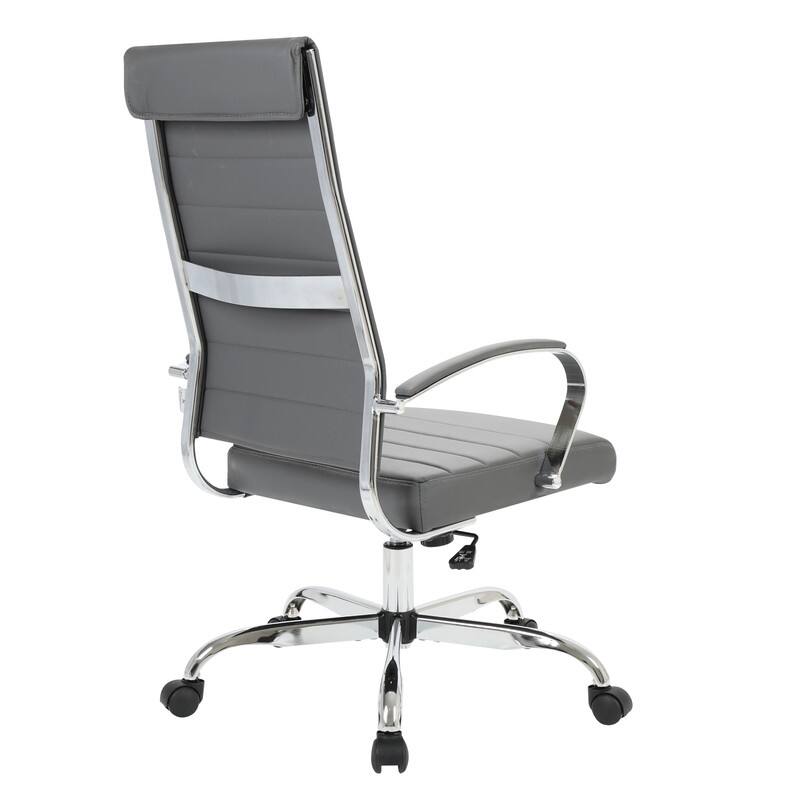 Alt View 5. LeisureMod - Set of 4 Benmar Modern High Back Swivel Executive Office Chair with Adjustable Height and Chrome Finish Frame - Grey.
