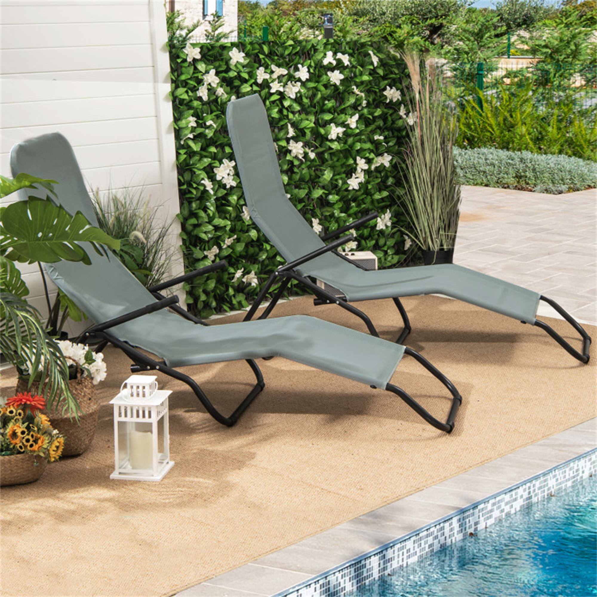Alt View 2. Boyel Living - Green 2-piece Patio Chaise Lounge Set 36.5-in W x 58.0-in L x 24.5-in H 24.5-lb Net Weight - Green.