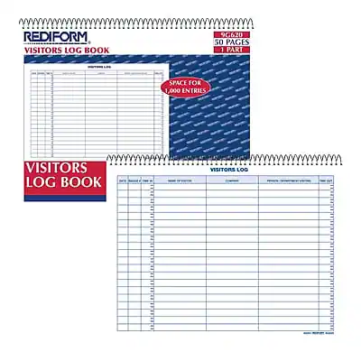 REDIFORM
VISITORS LOG BOOK
50 PAGES
1 PART
SPACE FOR 1,000 ENTRIES
VISITORS LOG BOOK