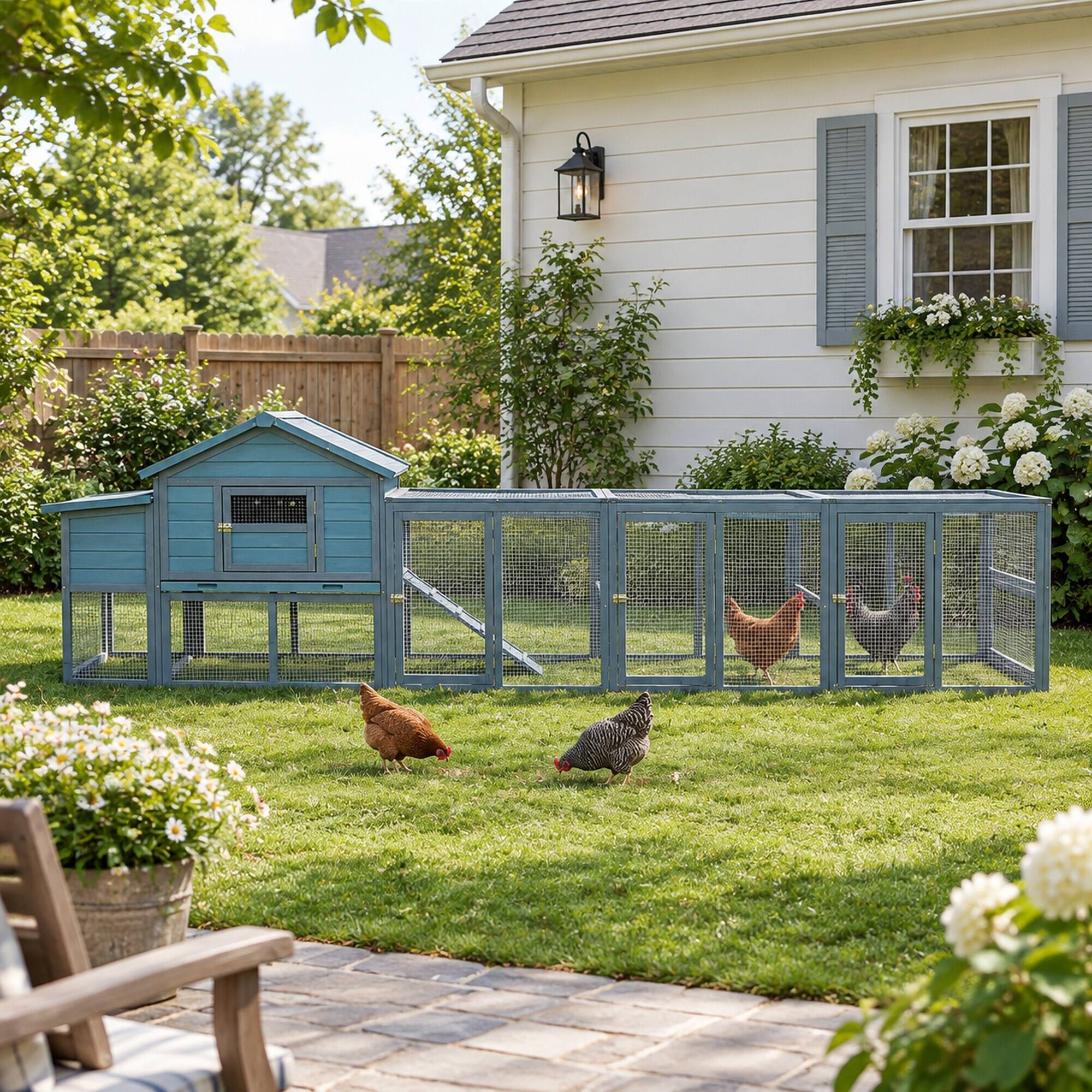 RYHNUYNE 141 in Wooden Chicken Coop, 21.2 sq ft Outdoor Hen House ...