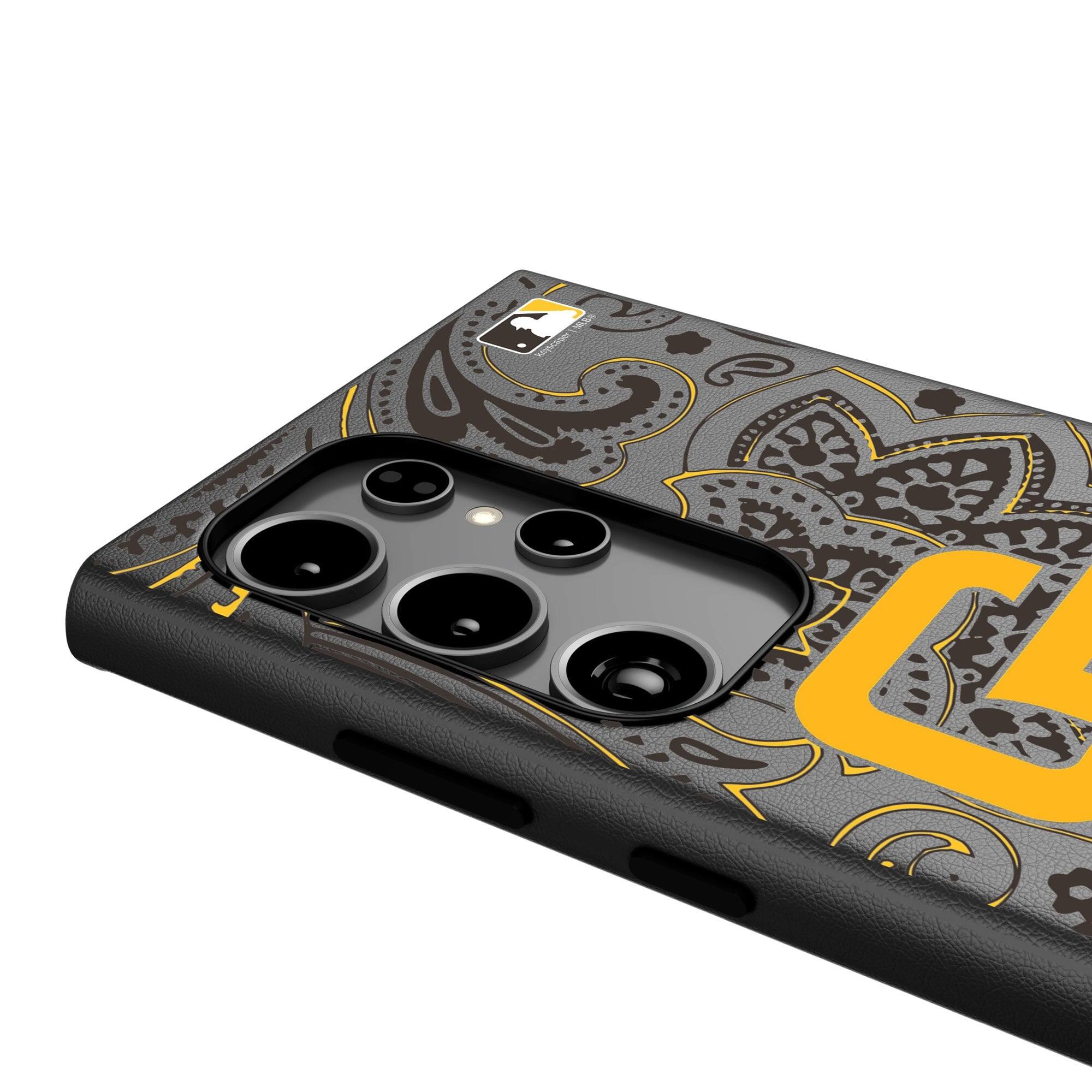Alt View 3. Keyscaper - San Diego Padres Paisley Galaxy Magnetic Bump Case - S24 Ultra - Black.